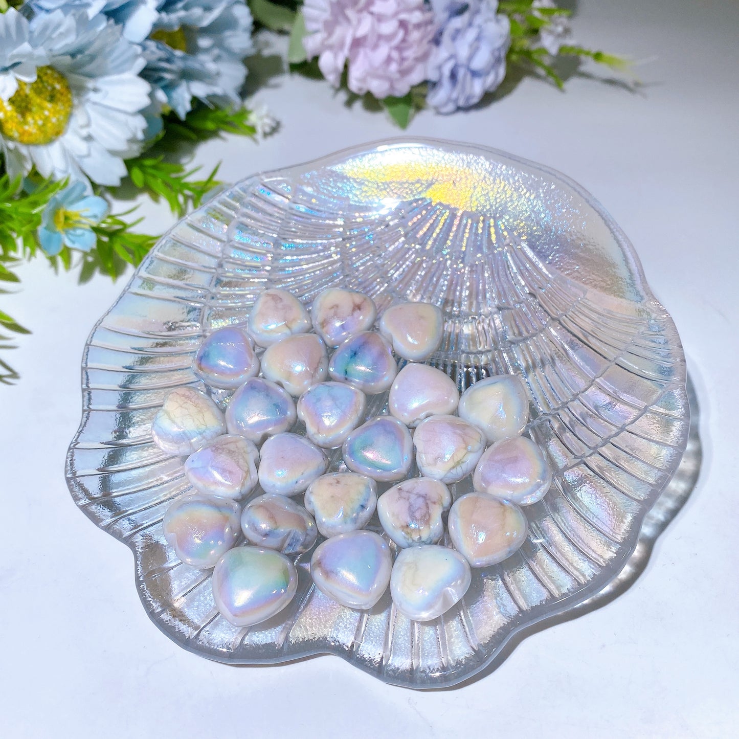 15mm Aura Howlite Heart Carving Crystal Healing Bulk Wholesale