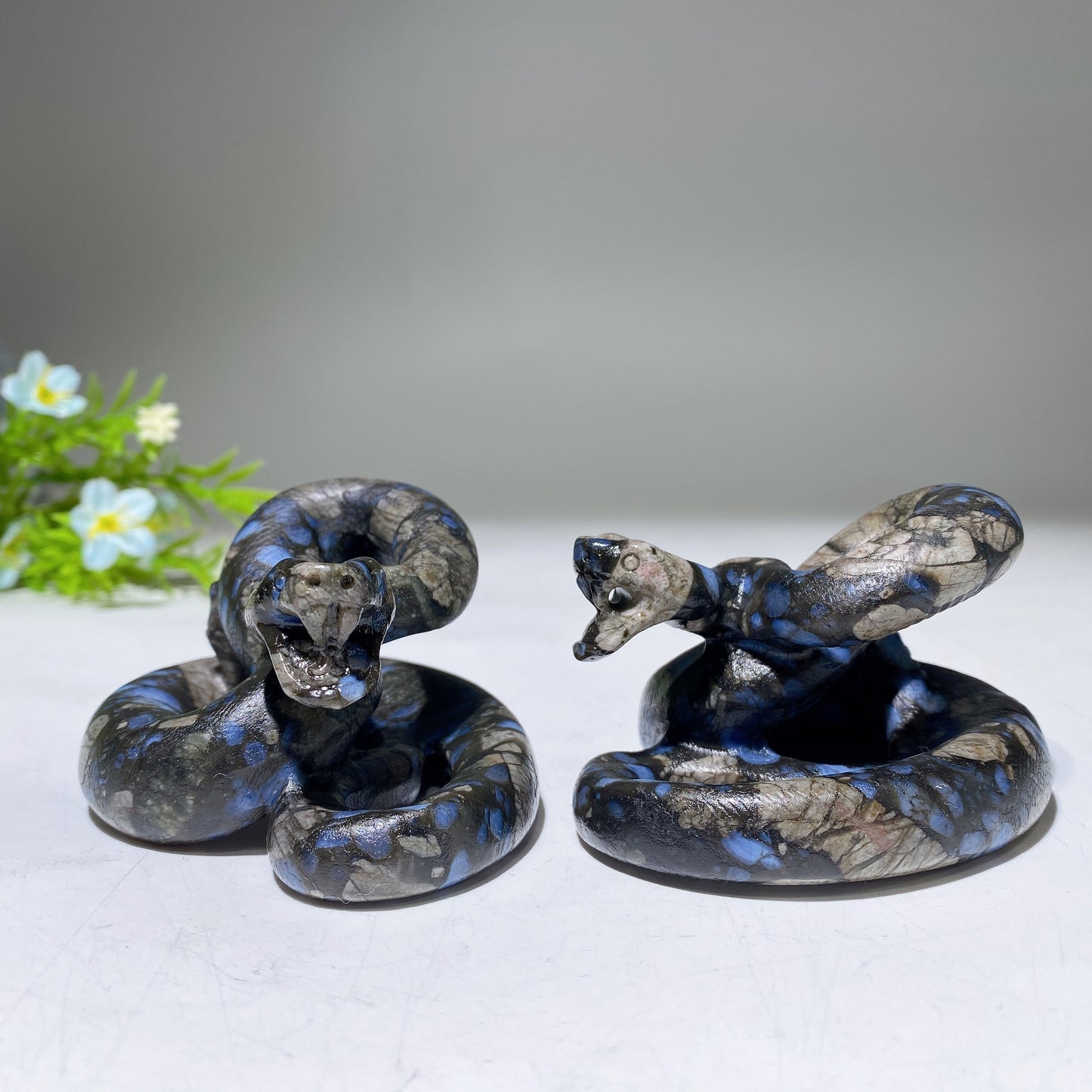 2.5" Blue Que Sera Snake Carving Crystal Healing Bulk Wholesale