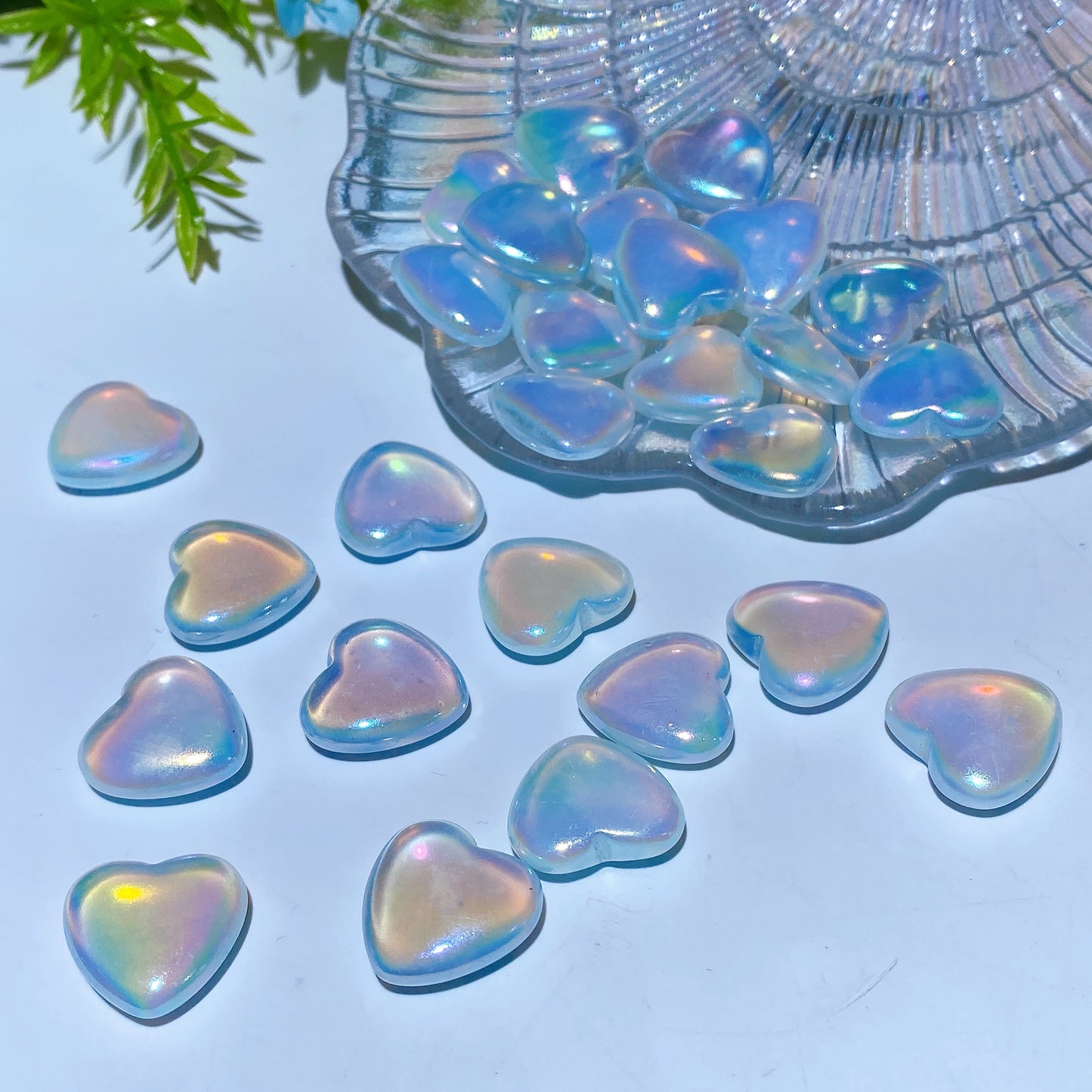 18mm Aura Opalite Heart Carving Crystal Healing Bulk Wholesale