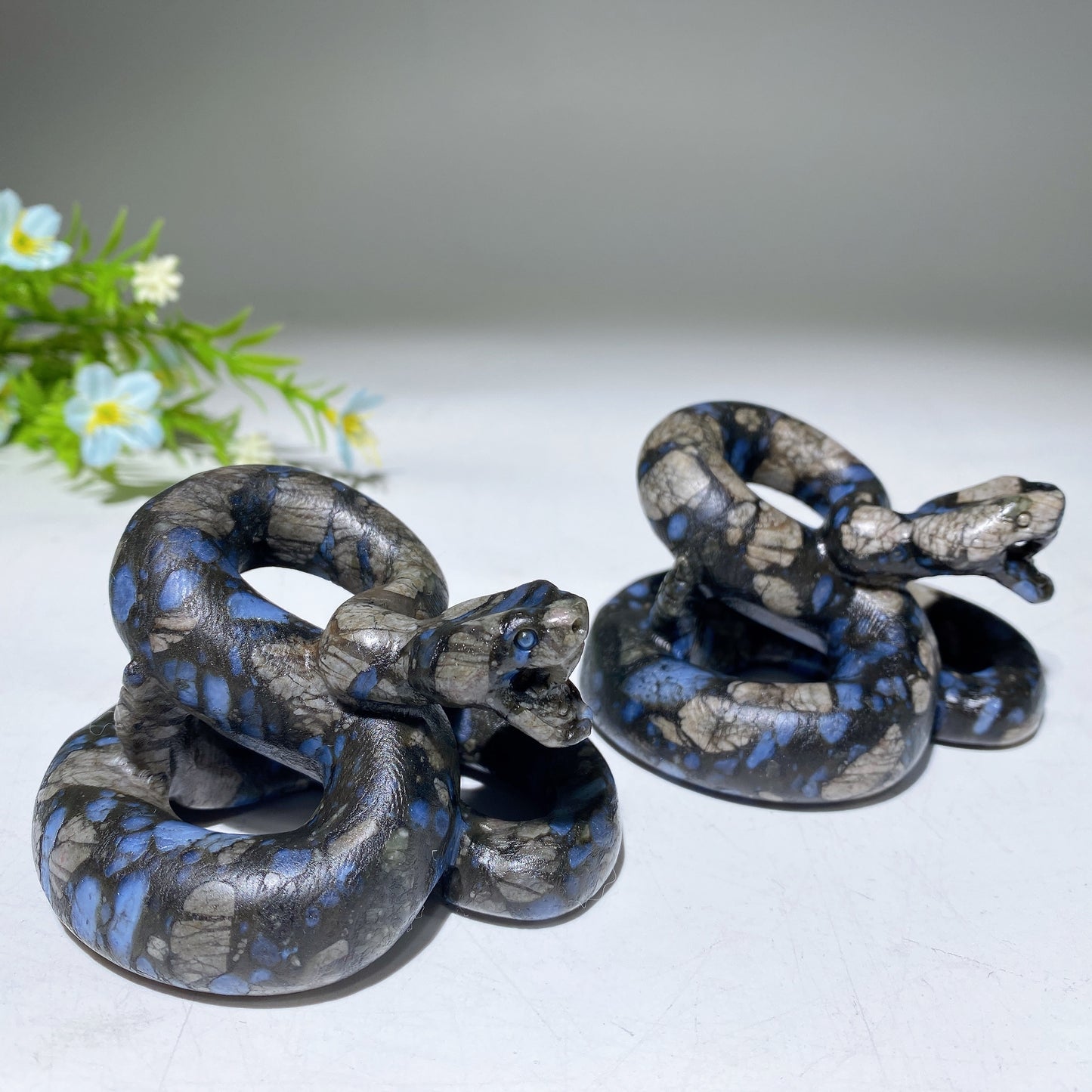 2.5" Blue Que Sera Snake Carving Crystal Healing Bulk Wholesale