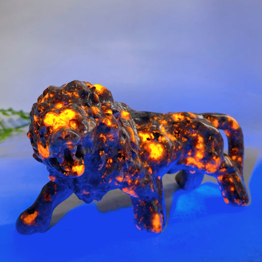 6.2" UV Reactive Yooperlite Lion Carving Wholesale