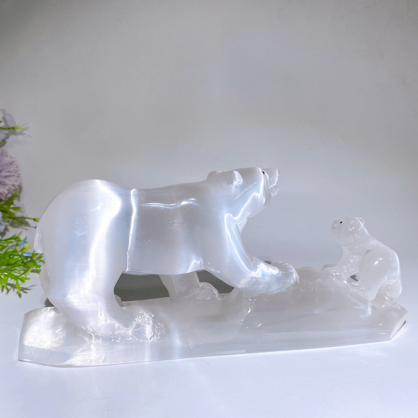 27cm Selenite Bears Carving Crystal Healing Bulk Wholesale