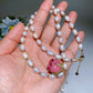 28cm Natrual Water Pearl with Natural Rose Necklace Crystal Healing Bulk Wholesale