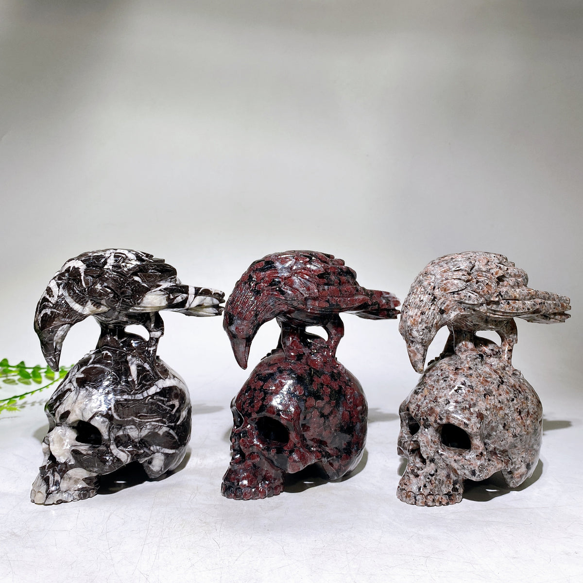 5.2" Natural Crystal Skull Raven Carving for Halloween Wholesale