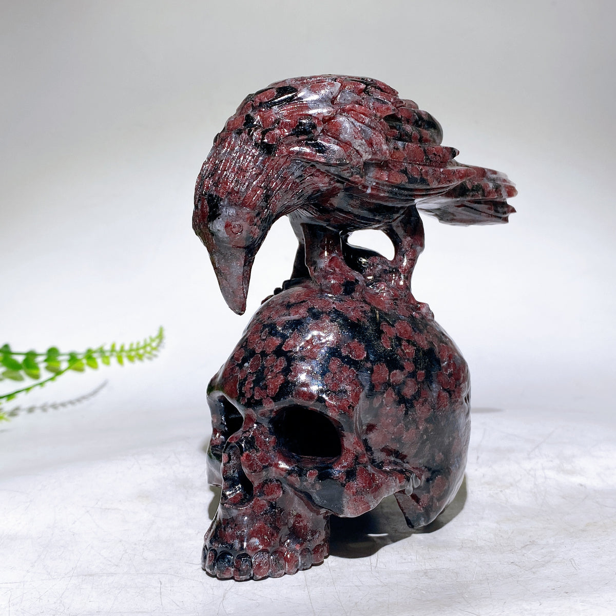5.2" Natural Crystal Skull Raven Carving for Halloween Wholesale