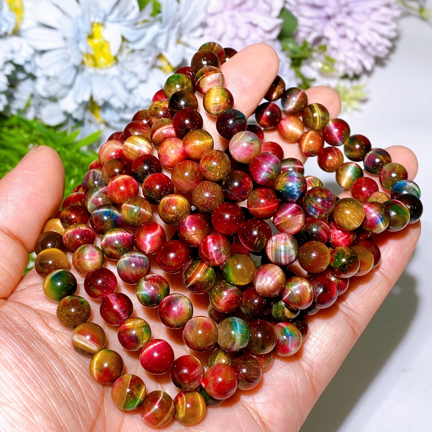 6-8mm Galaxy Tiger's Eye Bracelet Crystal Healing Bulk Wholesale