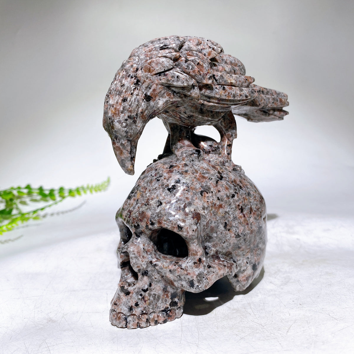 5.2" Natural Crystal Skull Raven Carving for Halloween Wholesale