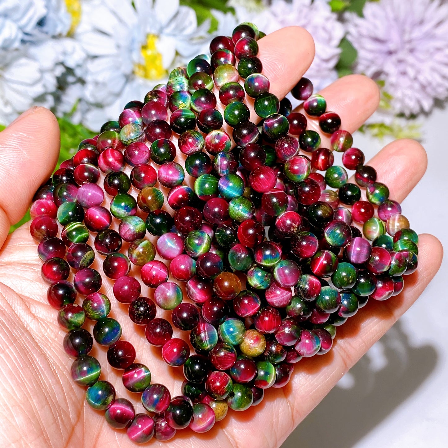 6-8mm Galaxy Tiger's Eye Bracelet Crystal Healing Bulk Wholesale
