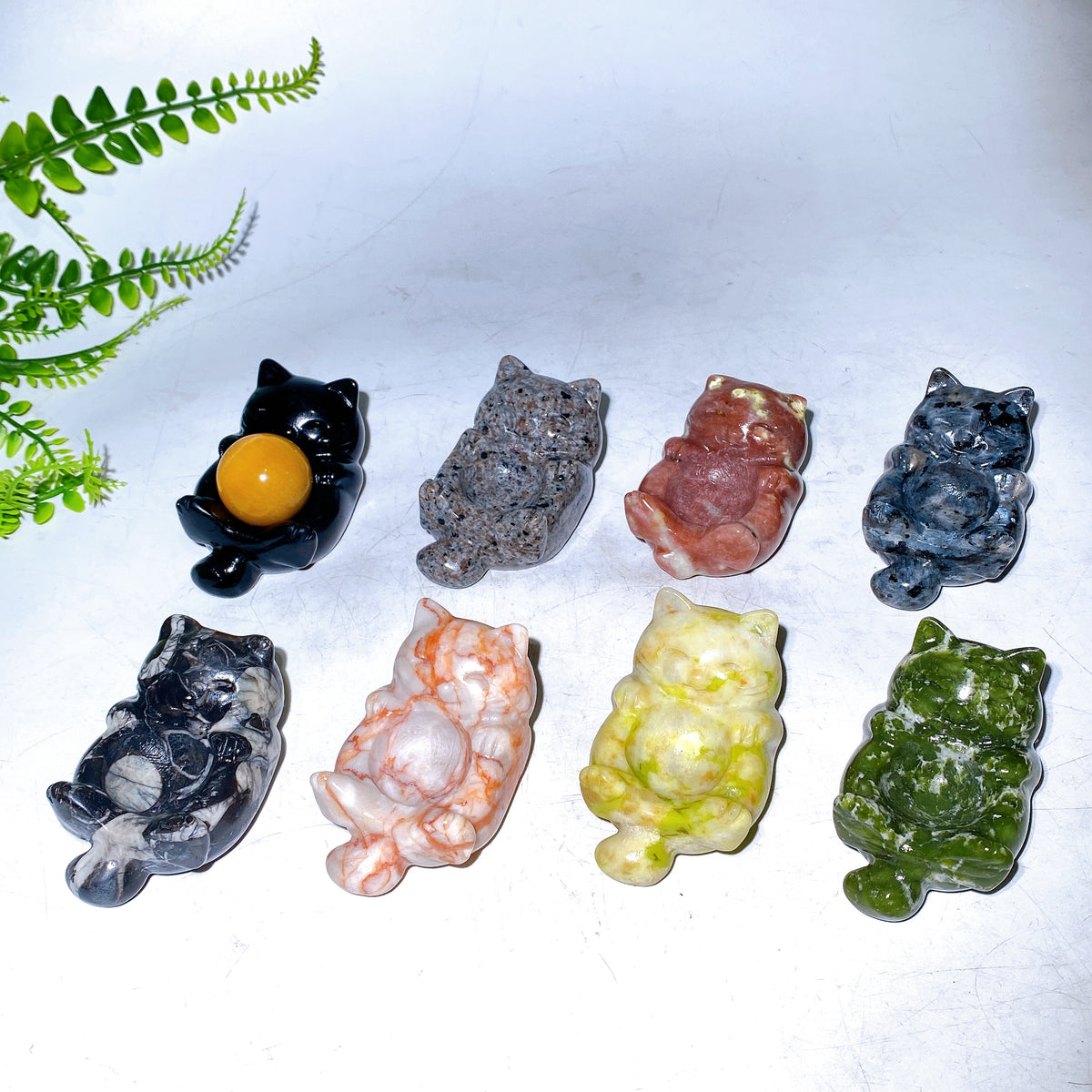 3.1" Natural Crystal Cat Shape Stand Carving Wholesale