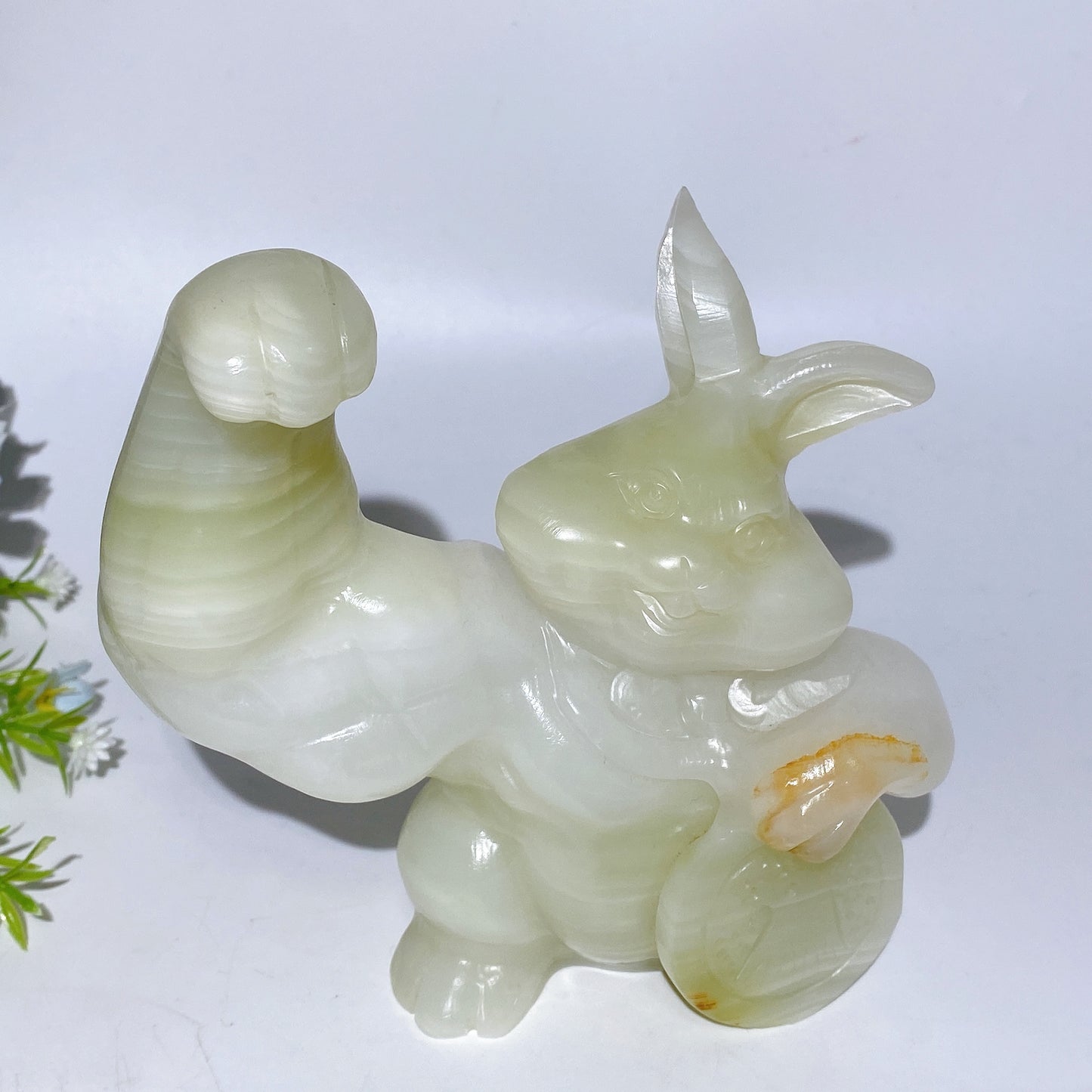 14cm Afghan Jade Bugs bunny Carving Crystal Healing Bulk Wholesale