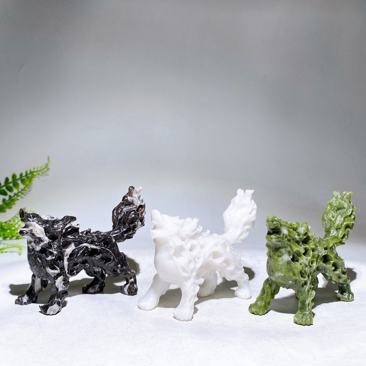 3.9" Natural Crystal Wolf Carving Wholesale