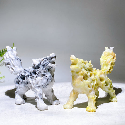 3.9" Natural Crystal Wolf Carving Wholesale