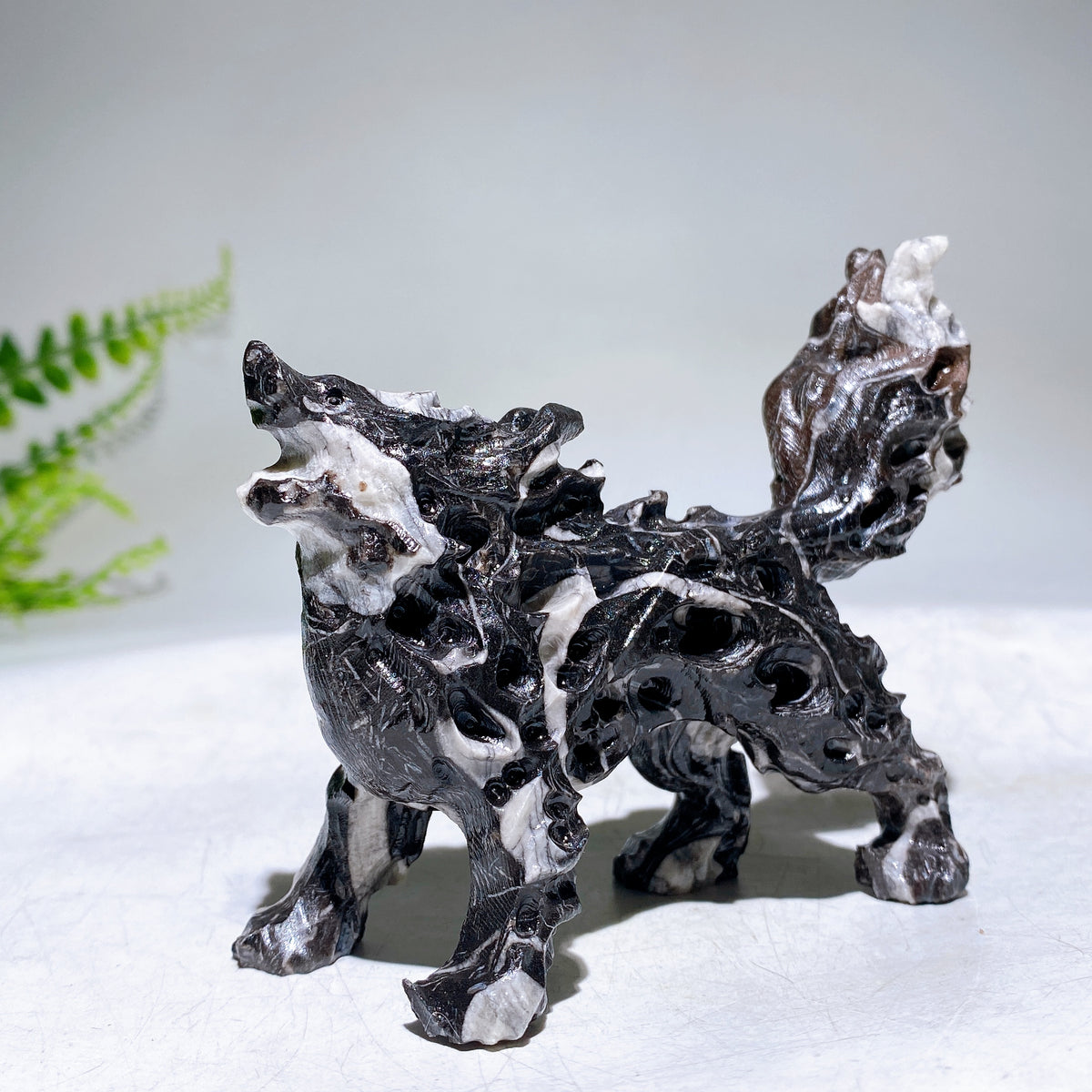 3.9" Natural Crystal Wolf Carving Wholesale