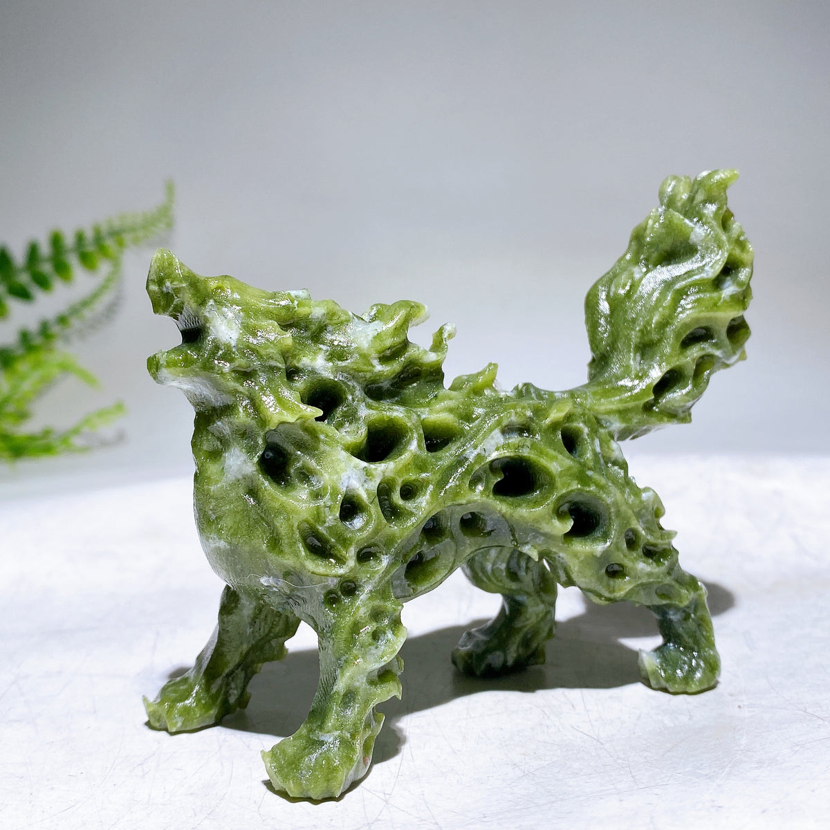 3.9" Natural Crystal Wolf Carving Wholesale