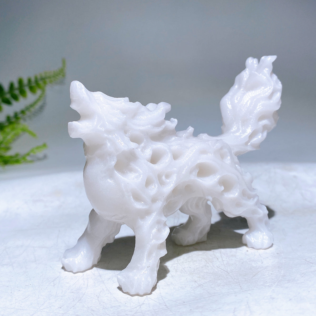 3.9" Natural Crystal Wolf Carving Wholesale
