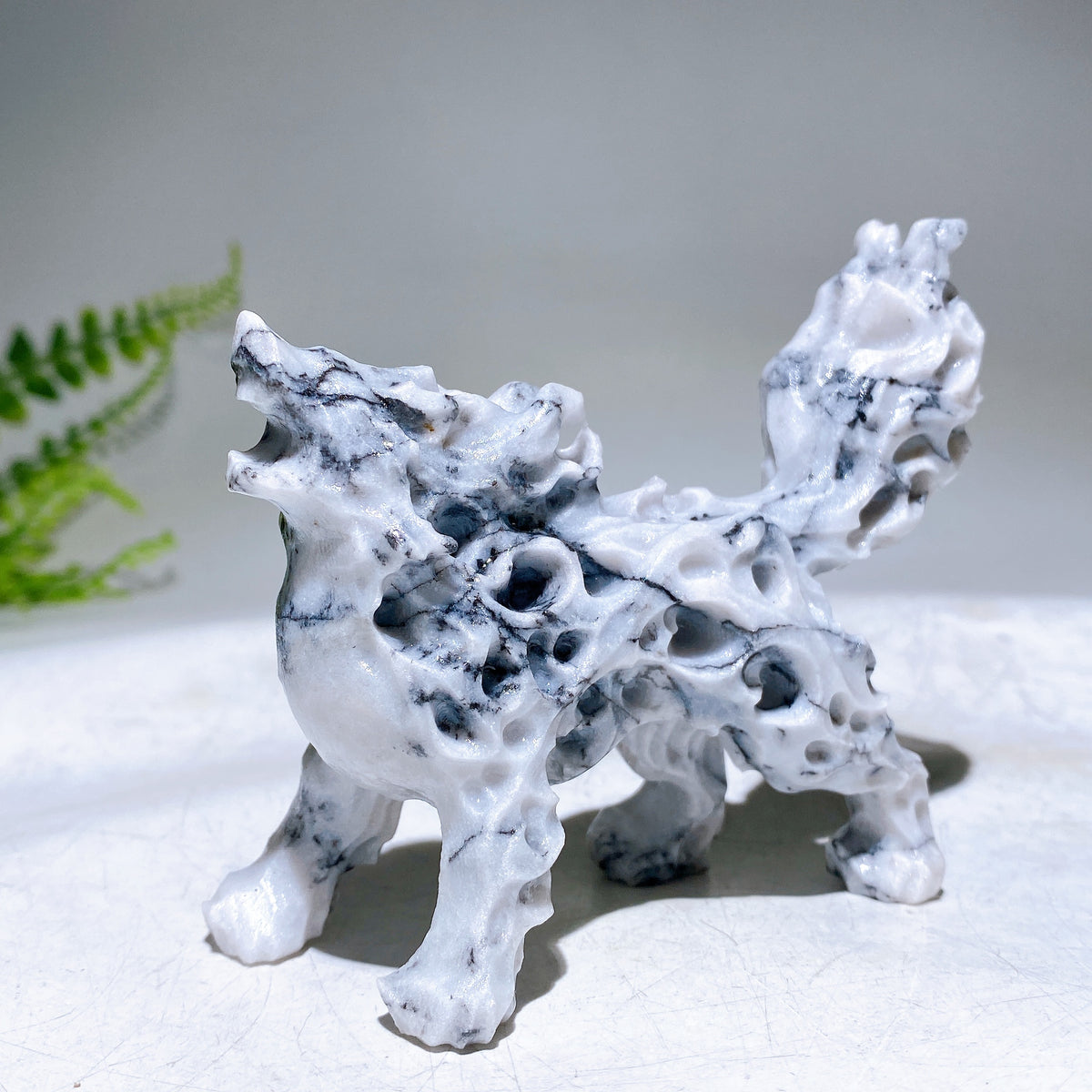 3.9" Natural Crystal Wolf Carving Wholesale