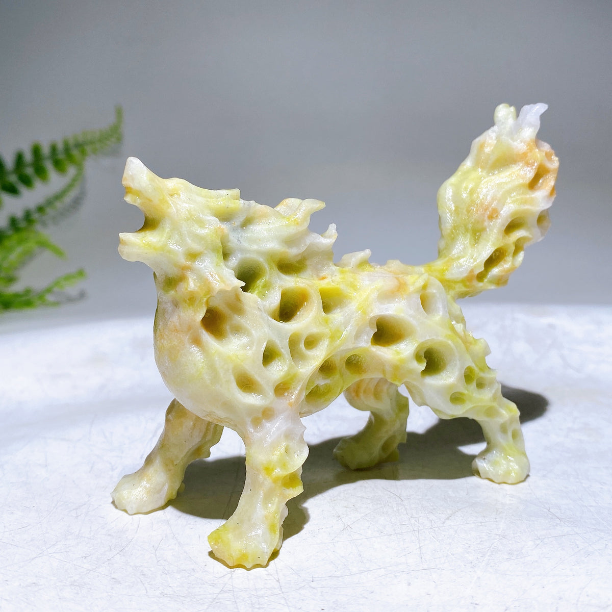 3.9" Natural Crystal Wolf Carving Wholesale