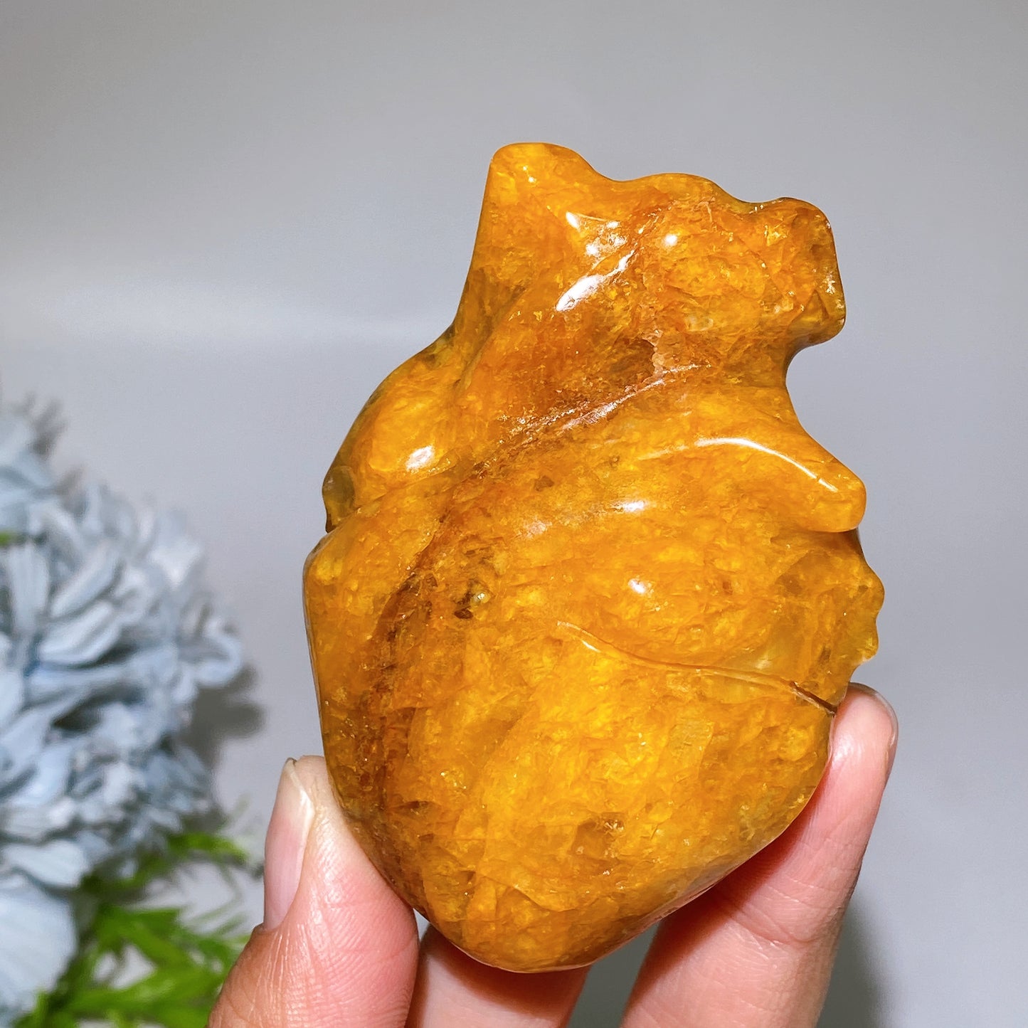 3.0" Golden Healer Biological Heart Carving Crystal Healing Bulk Wholesale
