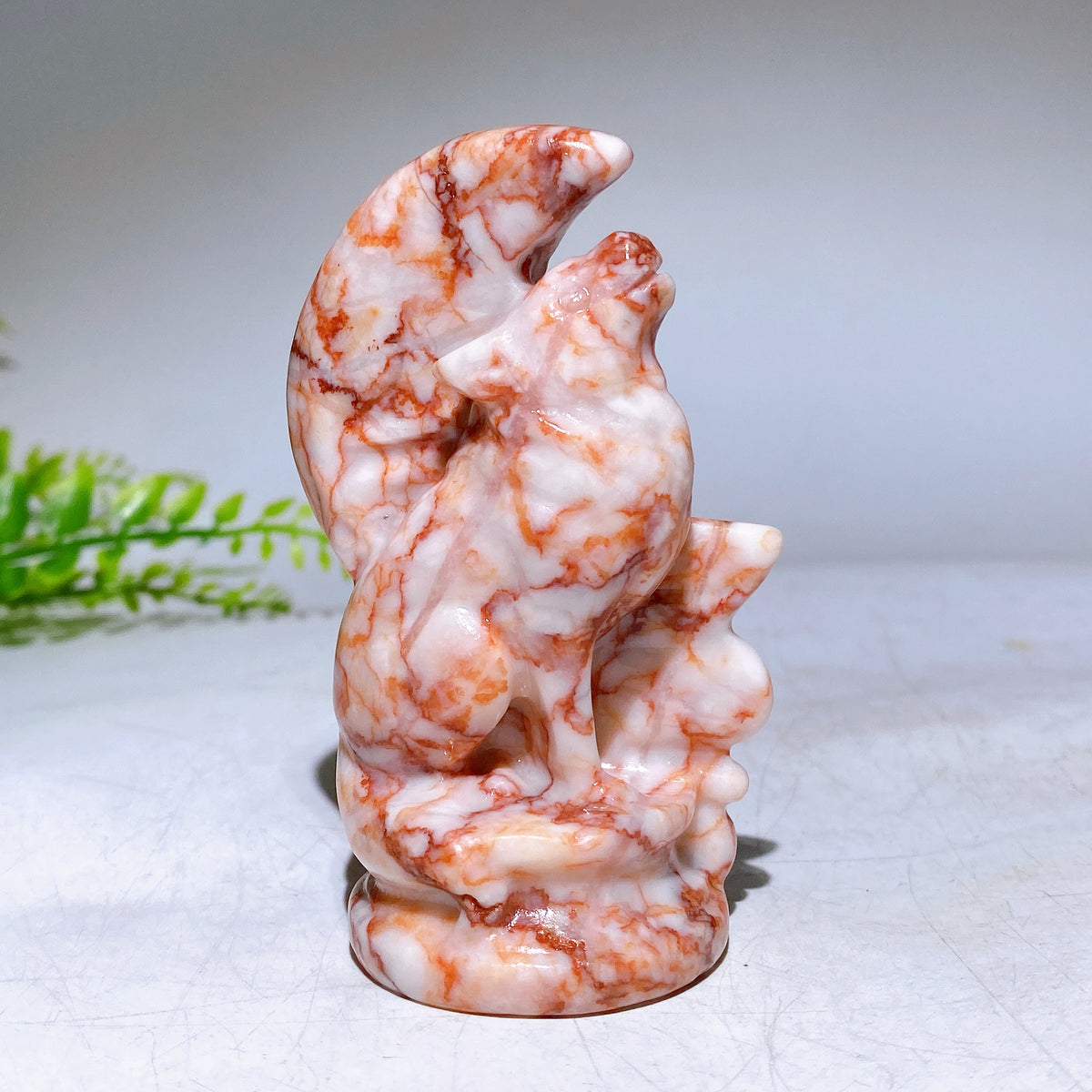 3.2" Natural Crystal Wolf Moon Carving Wholesale