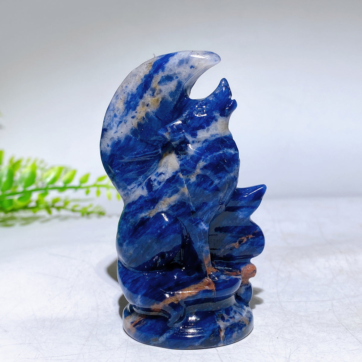 3.2" Natural Crystal Wolf Moon Carving Wholesale