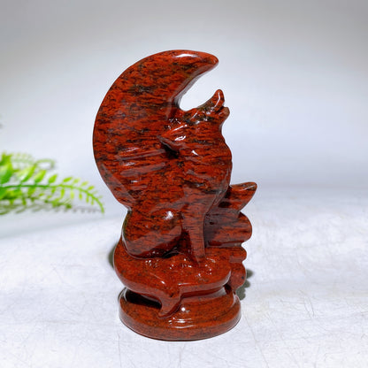 3.2" Natural Crystal Wolf Moon Carving Wholesale