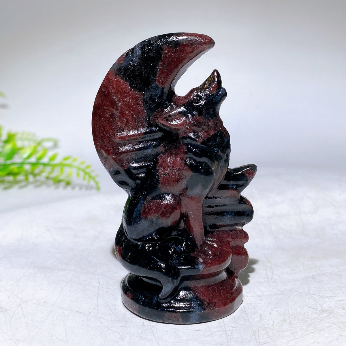 3.2" Natural Crystal Wolf Moon Carving Wholesale