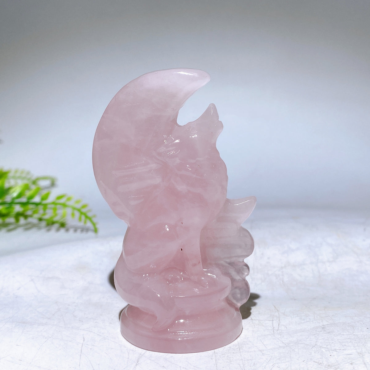 3.2" Natural Crystal Wolf Moon Carving Wholesale