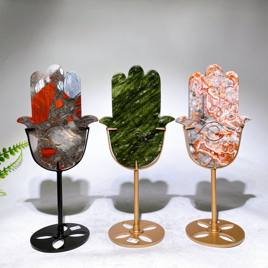 Natural Crystal Chakra Hand Carving with Stand Wholesale