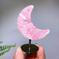 5cm Peru Rhodonite Moon Carving with Fixed Stand Wholesale