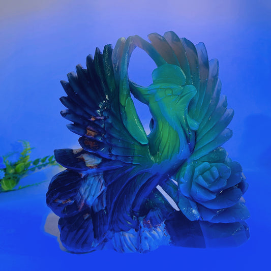 Unique UV Reactive Volcanic Agate Phoenix Carving Wholesale