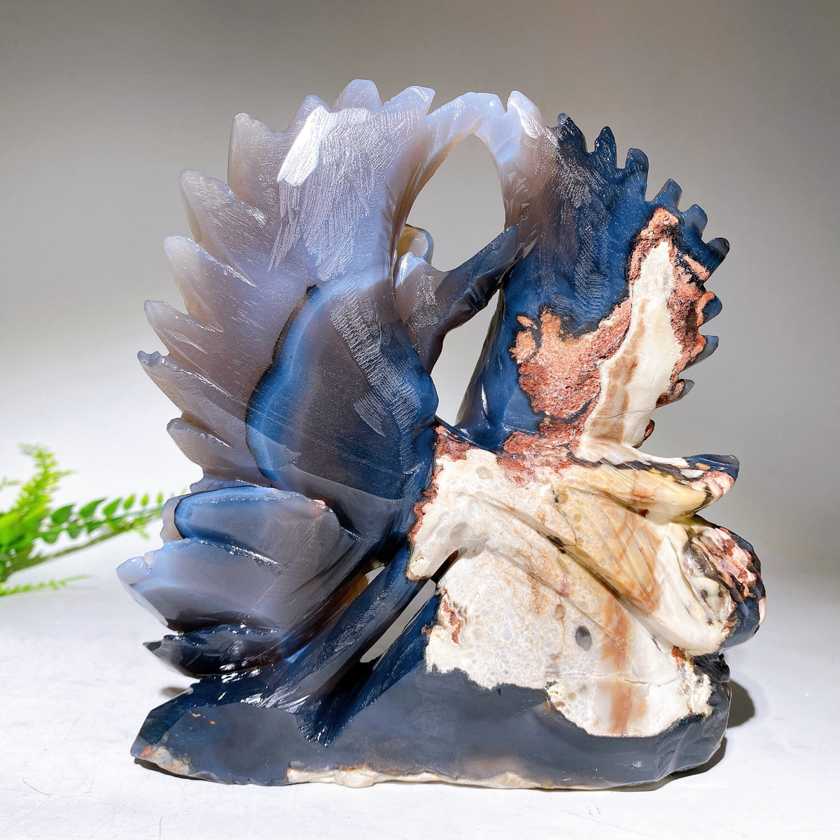 Unique UV Reactive Volcanic Agate Phoenix Carving Wholesale