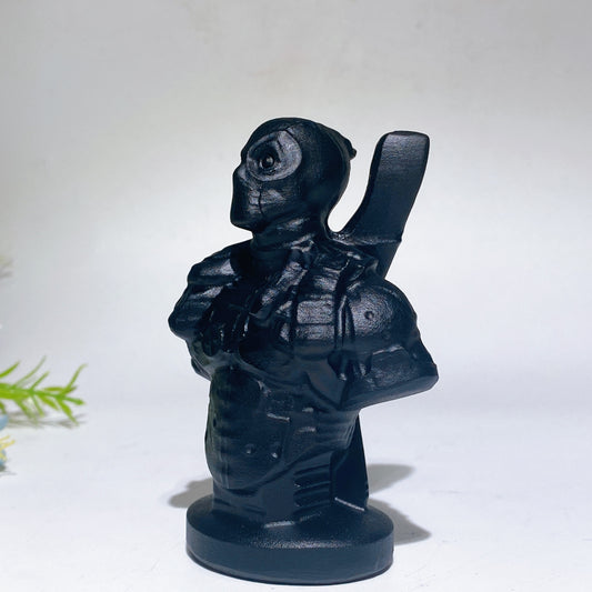 3.8" Black Obsidian Deadpool Carving Crystal Healing Bulk Wholesale