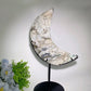 30cm Large Unique Druzy Moss Agate Moon Carvings