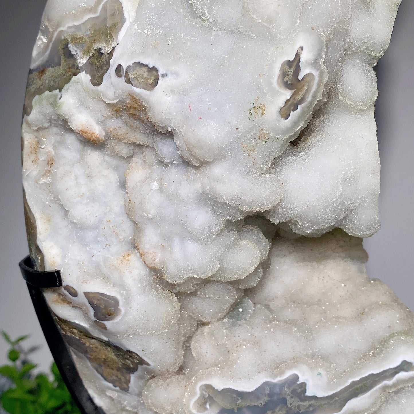 30cm Large Unique Druzy Moss Agate Moon Carvings