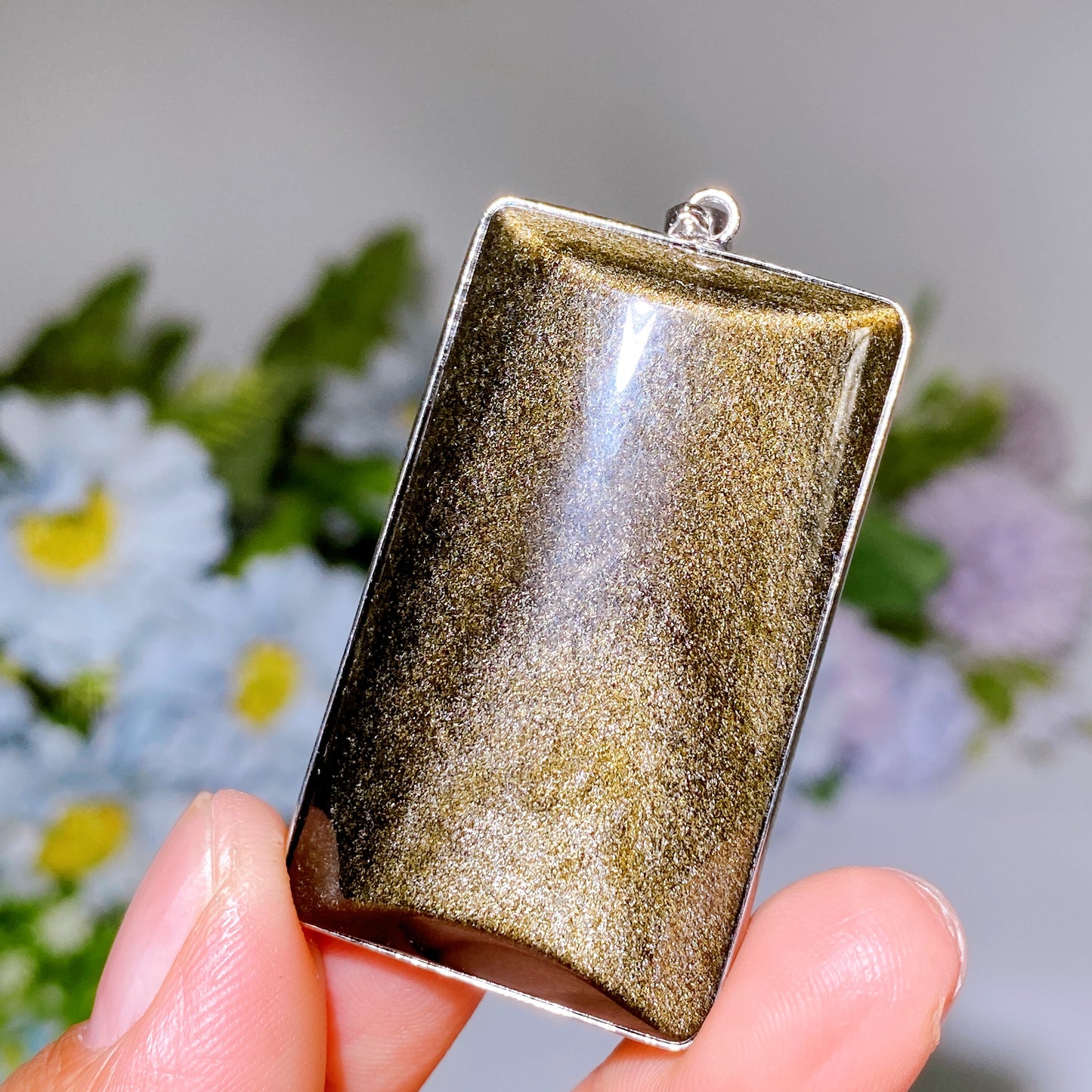 Golden Obsidian Square Pendant Crystal Healing Bulk Wholesale
