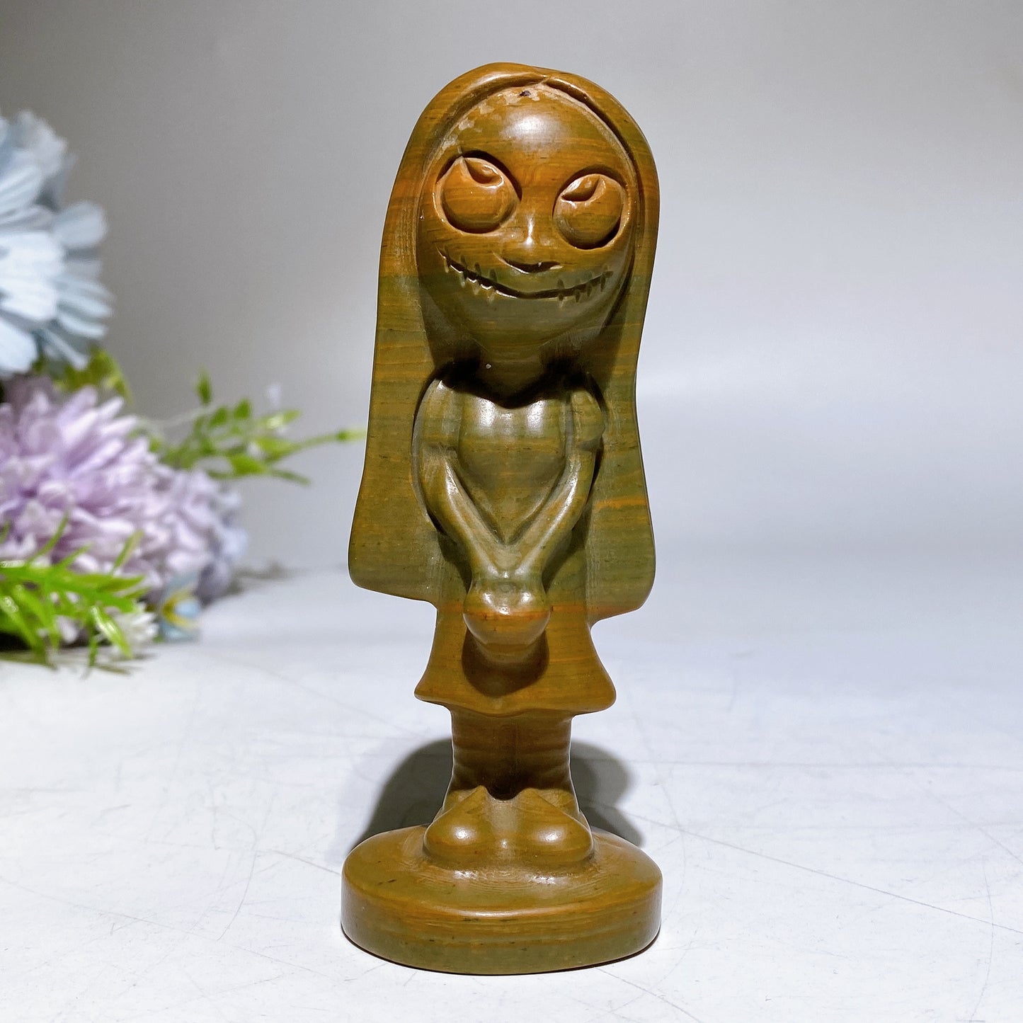 4.0" Red Marble Watermalon Garnet Jack Skellington Sally Carving Halloween Christmas Crystal Healing Bulk Wholesale