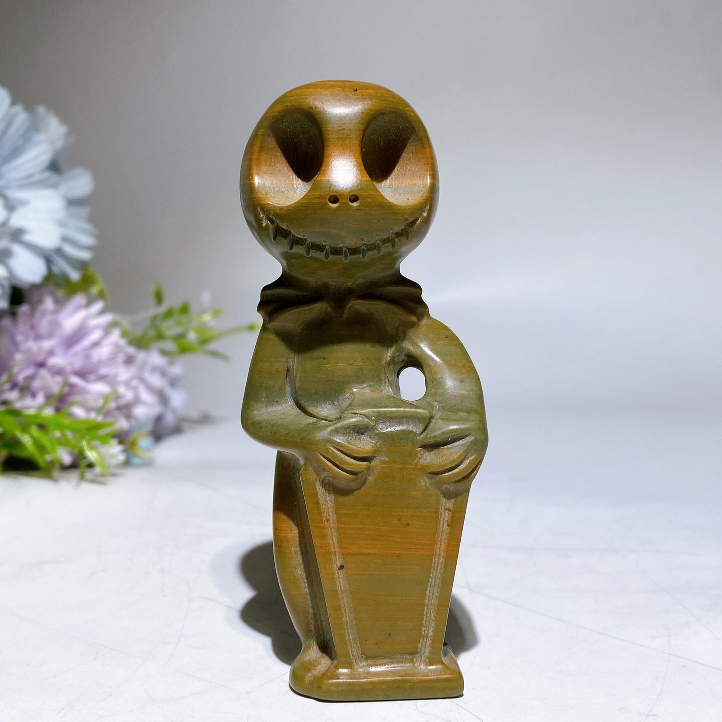 4.0" Red Marble Watermalon Garnet Jack Skellington Sally Carving Halloween Christmas Crystal Healing Bulk Wholesale