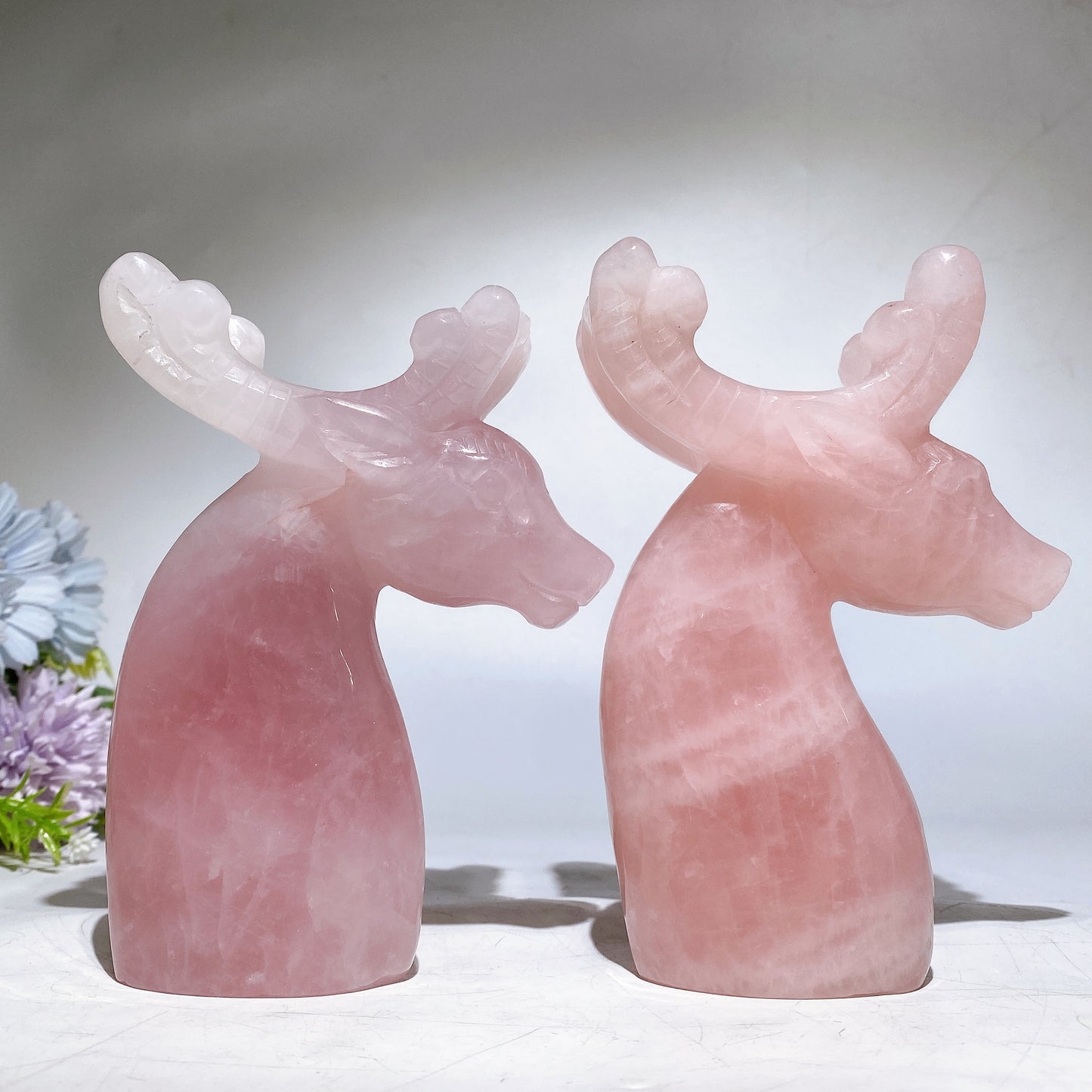 15cm Rose Quartz Deer Carving for Christmas Crystal Healing Bulk Wholesale