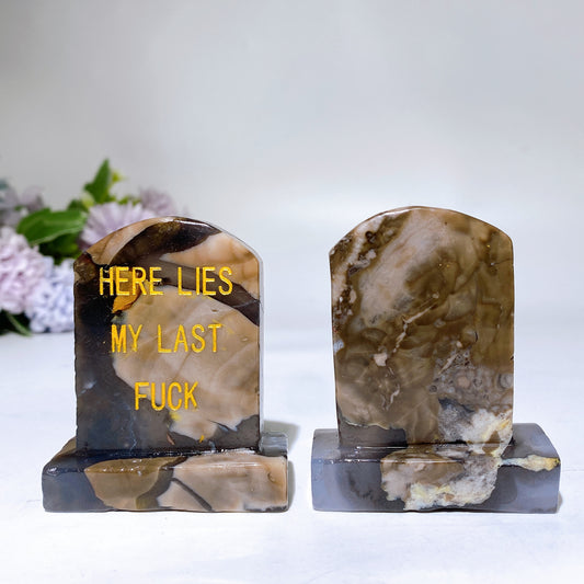 2.6" UV Reactive Volcanic Agate Headstone Carving Crystal Healing Bulk Wholesale