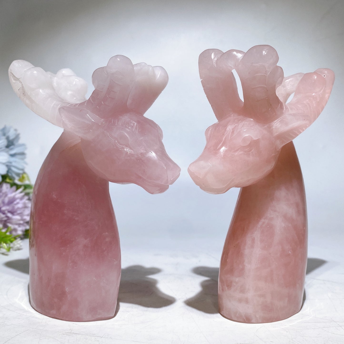 15cm Rose Quartz Deer Carving for Christmas Crystal Healing Bulk Wholesale