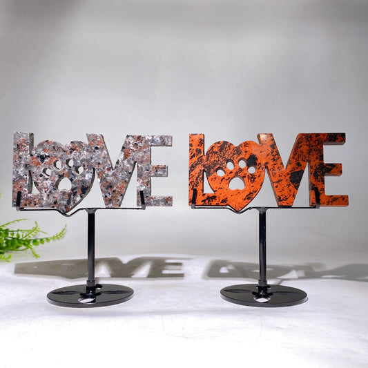 Natural Yooperlite Mahogany LOVE Letters Carving with Stand Wholesale