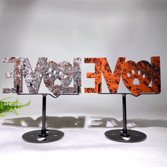 Natural Yooperlite Mahogany LOVE Letters Carving with Stand Wholesale
