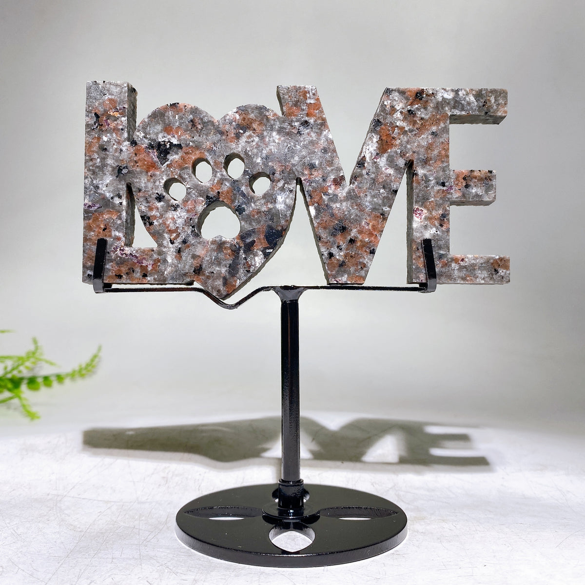 Natural Yooperlite Mahogany LOVE Letters Carving with Stand Wholesale
