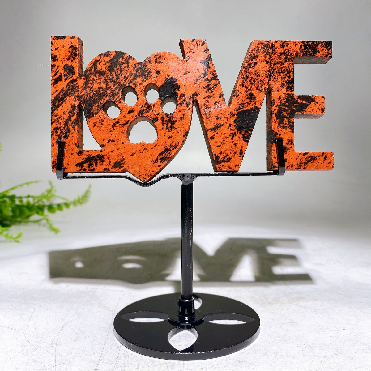 Natural Yooperlite Mahogany LOVE Letters Carving with Stand Wholesale
