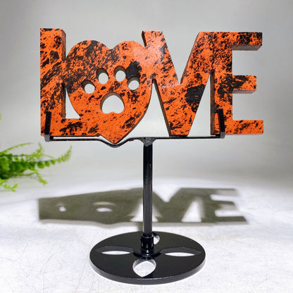 Natural Yooperlite Mahogany LOVE Letters Carving with Stand Wholesale