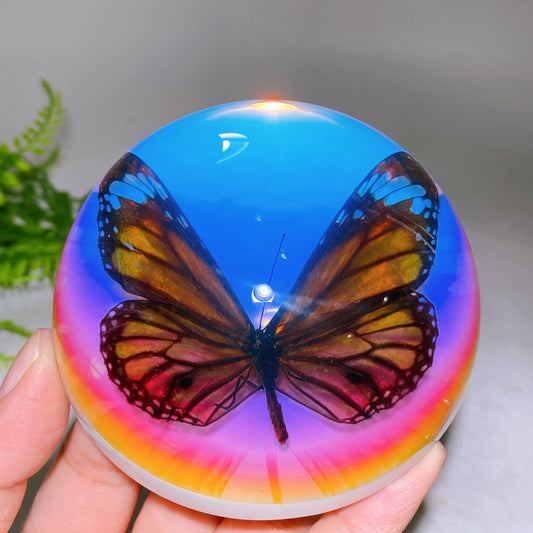 90mm Aura Half Resin Sphere with Butterfly Wholesale