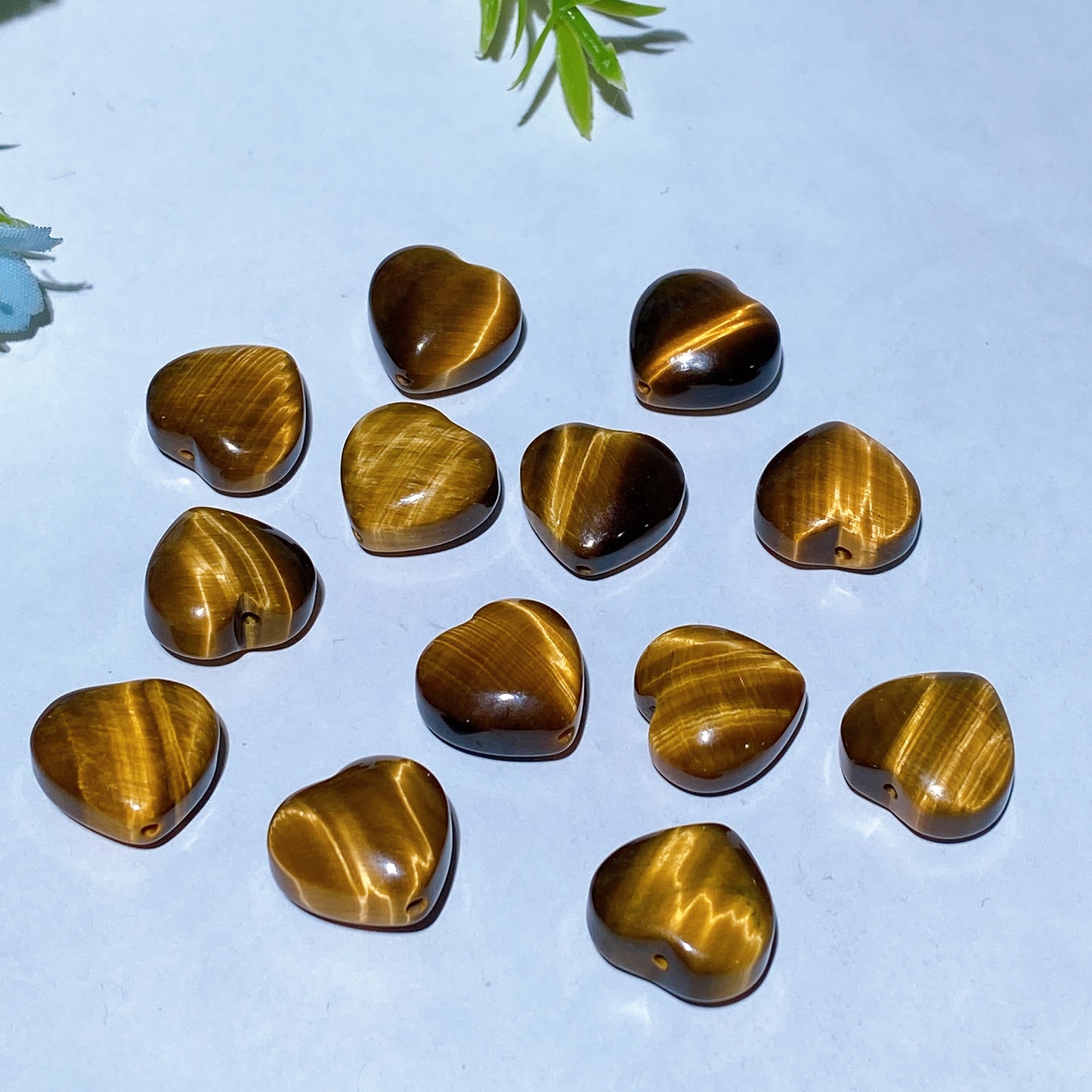 15mm Tiger's Eye Malachite Drilled Heart Carving for Jewelry DIY Crystal Healing Bulk Wholesale
