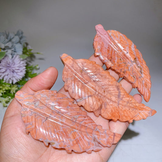 4.0"-4.5" Cotton Candy Agate Feather Carving Crystal Healing Bulk Wholesale