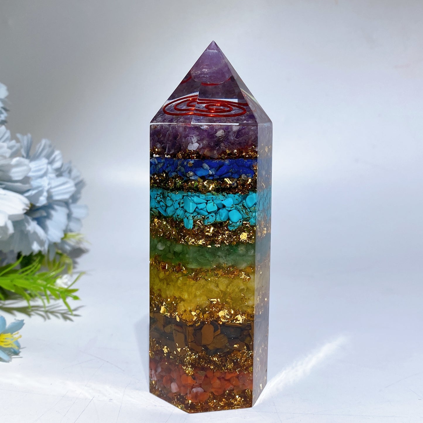 5.4" Chakra Chips Resin Tower Crystal Healing Bulk Wholesale