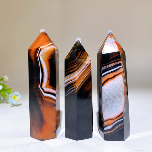 3.3"-4.6" Black Sardonyx Crystal Point Crystal Healing Bulk Wholesale